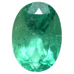 3.55 Carat Light Bluish Green Colombian Emerald Oval Cut - May Birthstone Gem