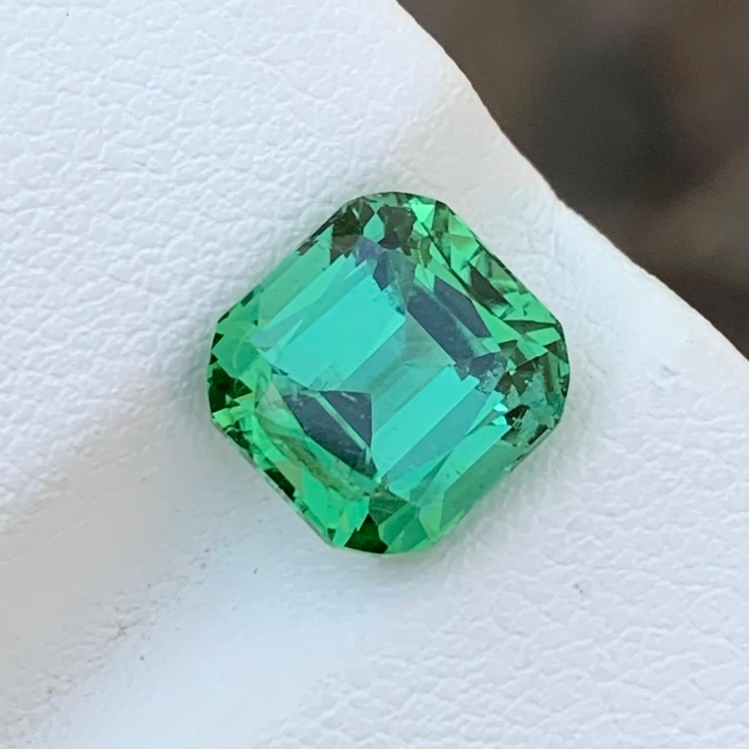 Loose Mint Tourmaline 
Weight: 3.55 Carats 
Dimension: 8.4 x 8.1 x 6.6 Mm 
Colour : Mint Green 
Treatment: Non 
Certificate: On Demand 
Origin: Afghanistan 


Mint tourmaline, a captivating variety within the tourmaline family, derives its name from