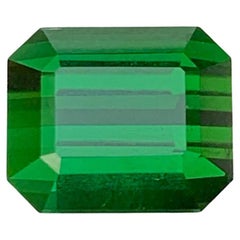 3.55 Carat Natural Loose Green Tourmaline Stone Emerald Cut Afghan Gemstone