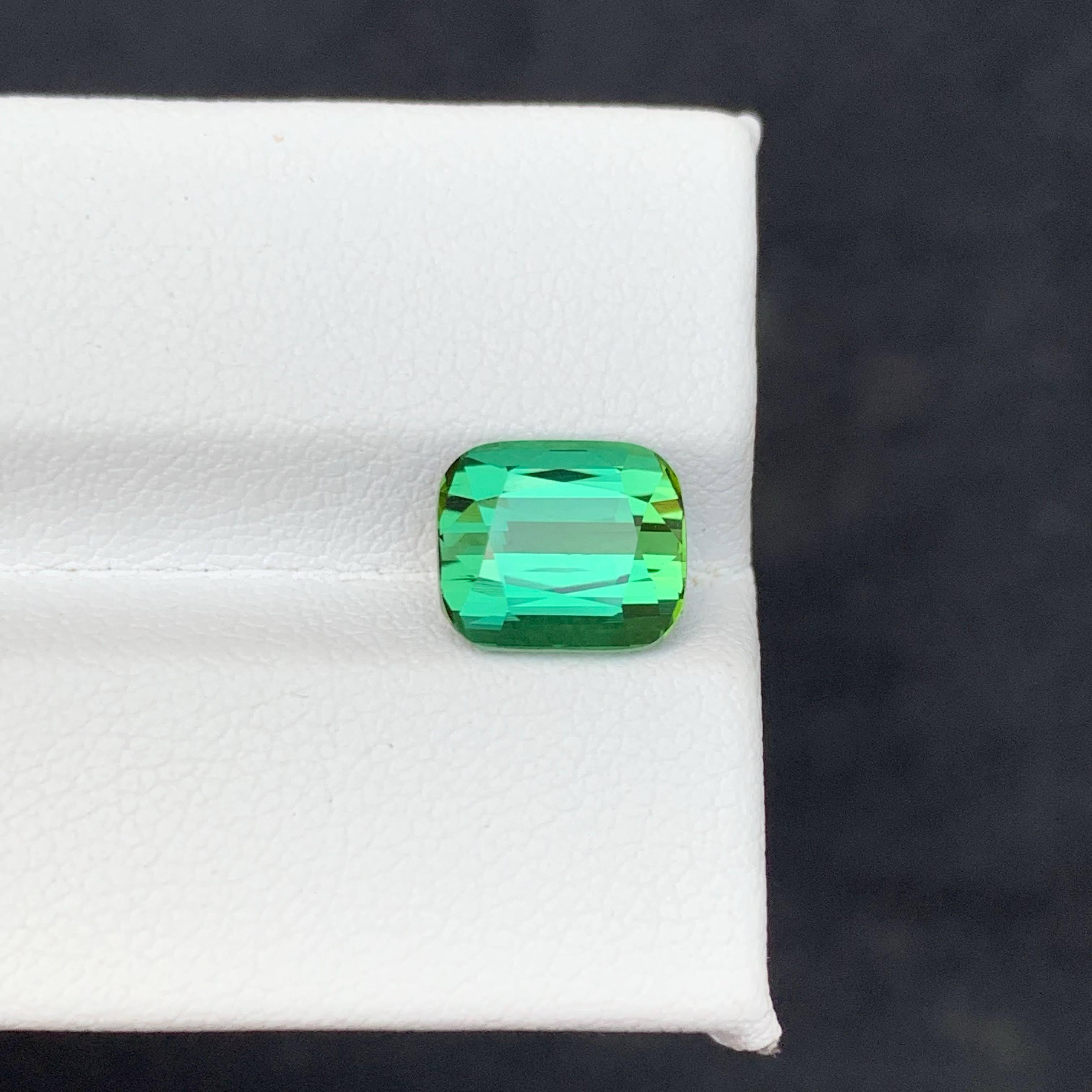 3.55 Carat Natural Loose Greenish Blue Tourmaline Cushion Cut Afghan Gemstone in vendita 5
