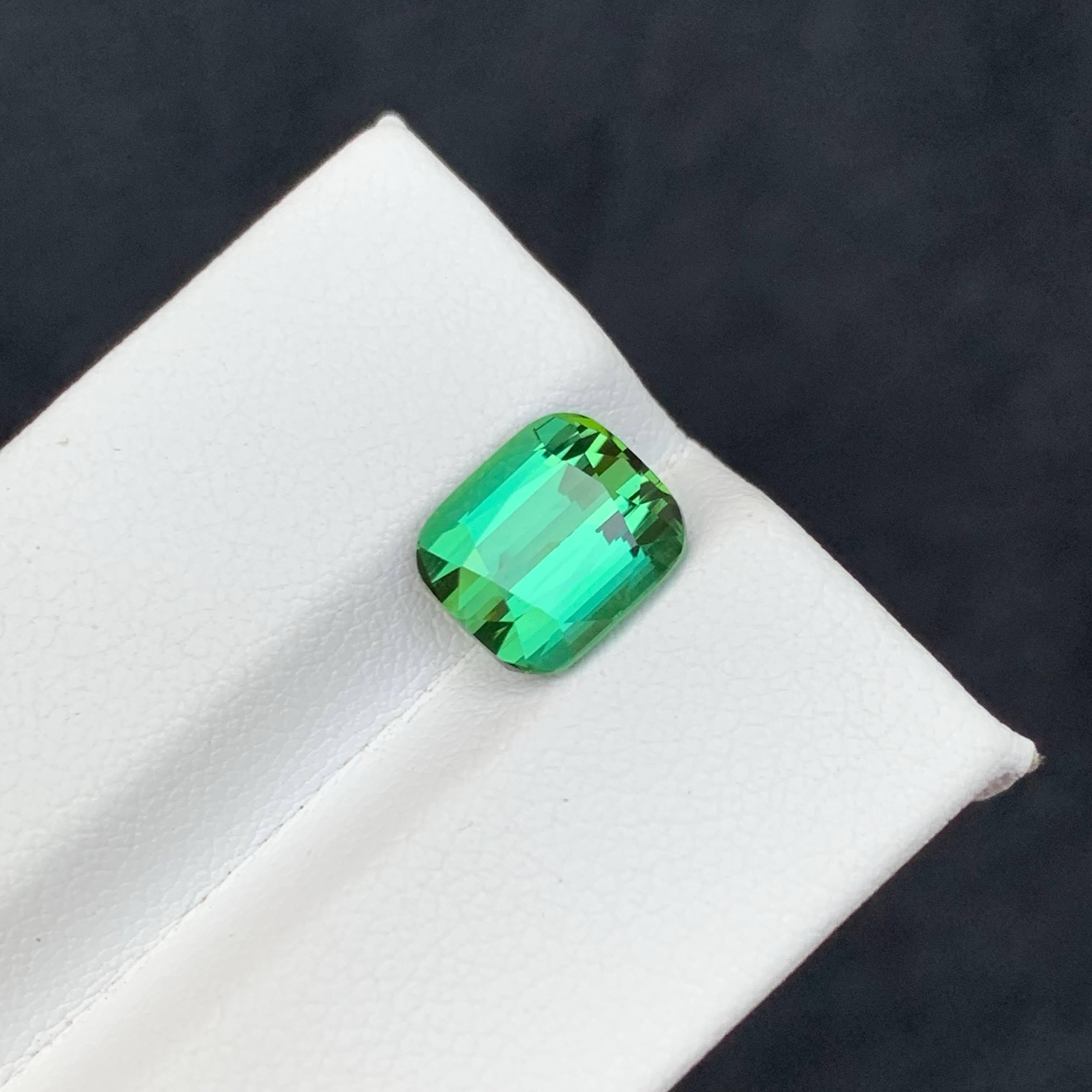 3.55 Carat Natural Loose Greenish Blue Tourmaline Cushion Cut Afghan Gemstone in vendita 1