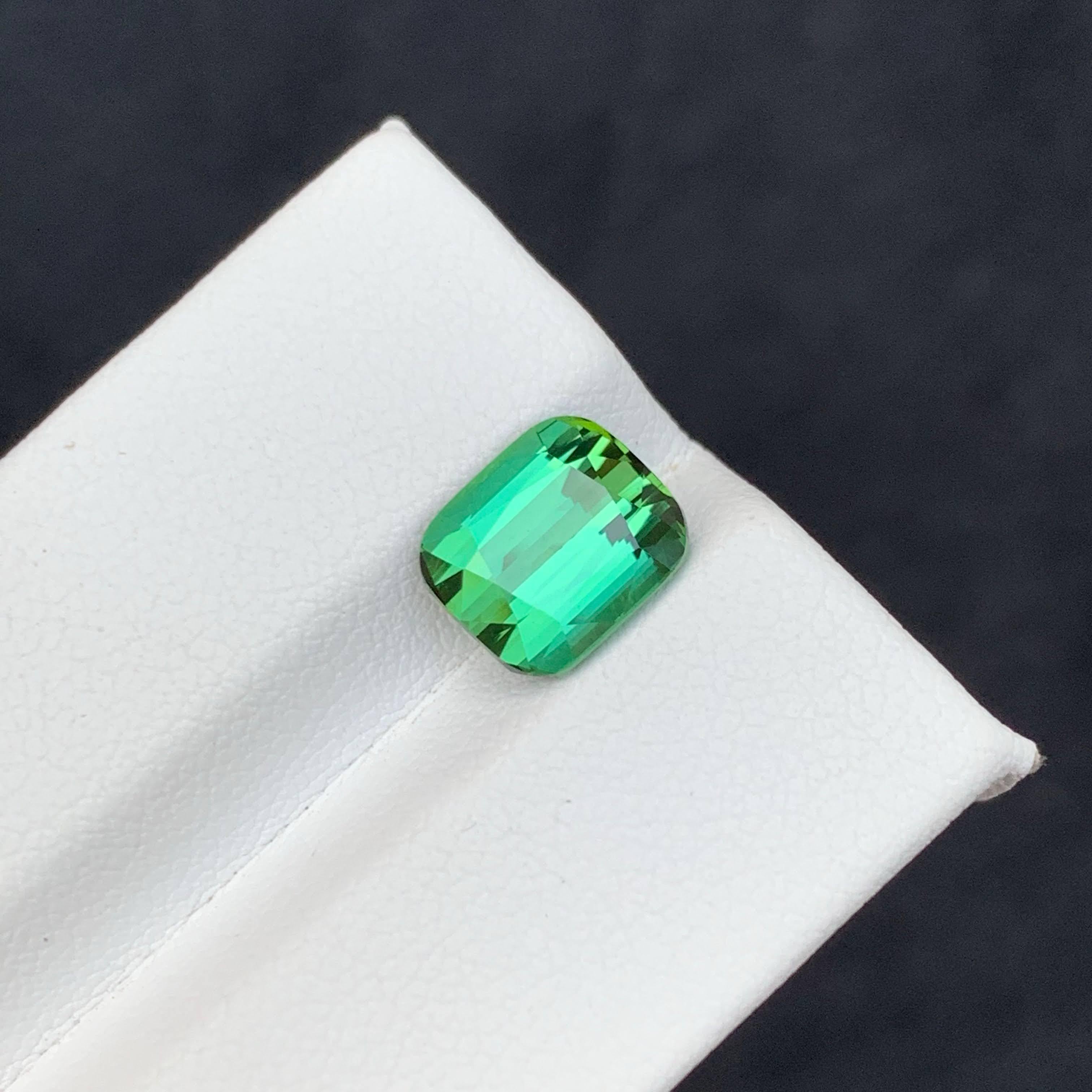 3.55 Carat Natural Loose Greenish Blue Tourmaline Cushion Cut Afghan Gemstone in vendita 2