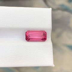3.55 Carat Natural Loose Hot Pink Tourmaline Stone Emerald Cut Afghan Gemstone