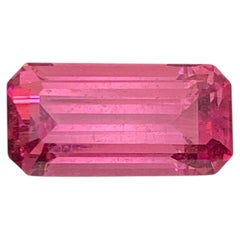 3.55 Carat Natural Loose Hot Pink Tourmaline Stone Emerald Cut Afghan Gemstone