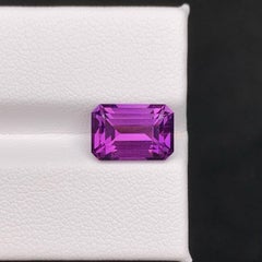 3.55 Carat Natural Loose Purple Amethyst Stone Emerald Cut Brazilian Gemstone