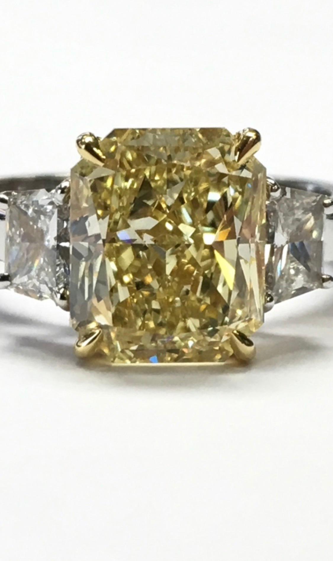 radiant cut canary diamond ring
