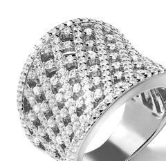 3.55 Carat Cubic Zirconia Sterling Silver Curved Lattice Cocktail Bridal Ring