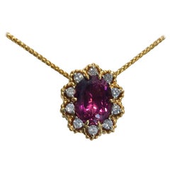 3.55 Carat Tourmaline Diamond Pendant Necklace 18 Karat Gold