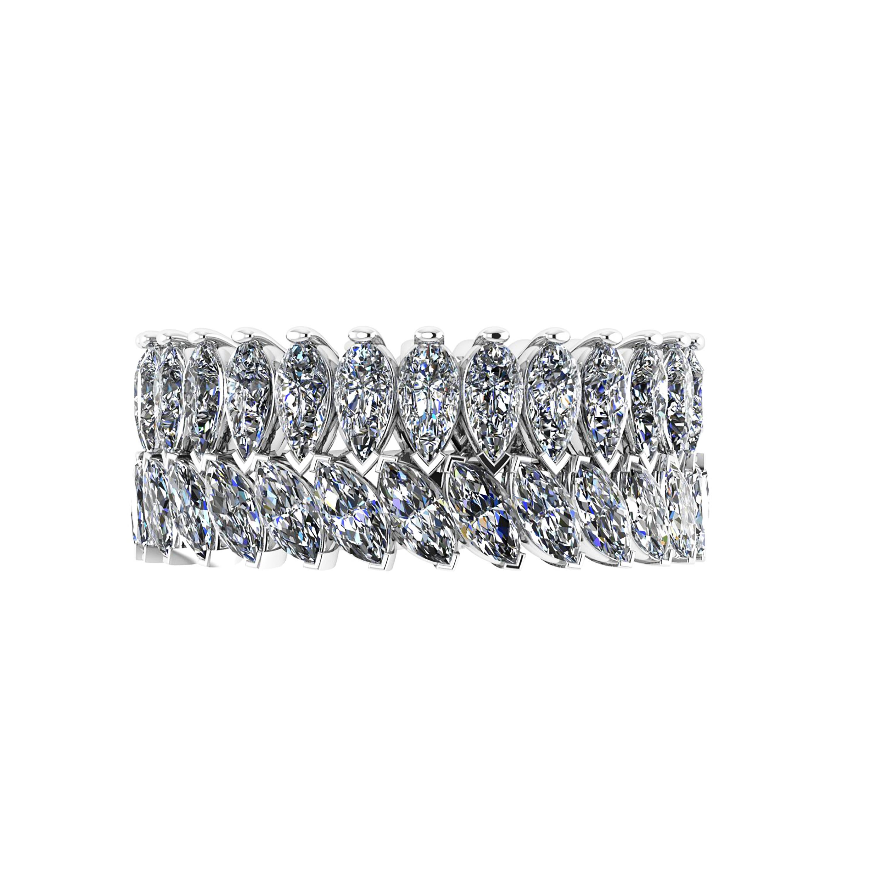 A classic FERRUCCI 3.55 carat of bright white diamonds G color, SI+++ clarity, marquise and pear shape cuts, set to perfection in a hand crafted, Platinum 950 eternity band, 8 mm wide, stackable collection, made in New York with the best Italian