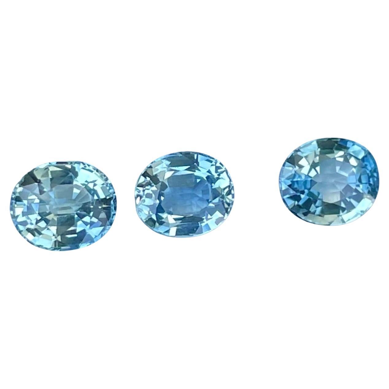 3.55 carats Blue Oval Cut Loose Sapphire Natural Gemstones Set from Sri Lanka For Sale