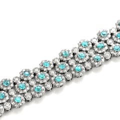 3.55 Carats Brazilian Paraiba Tourmaline and Diamond Bracelet Made in Platinum
