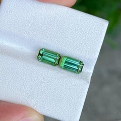 3.55 Carats Greenish Blue Tourmaline Pair Emerald Cut Afghan Gemstones