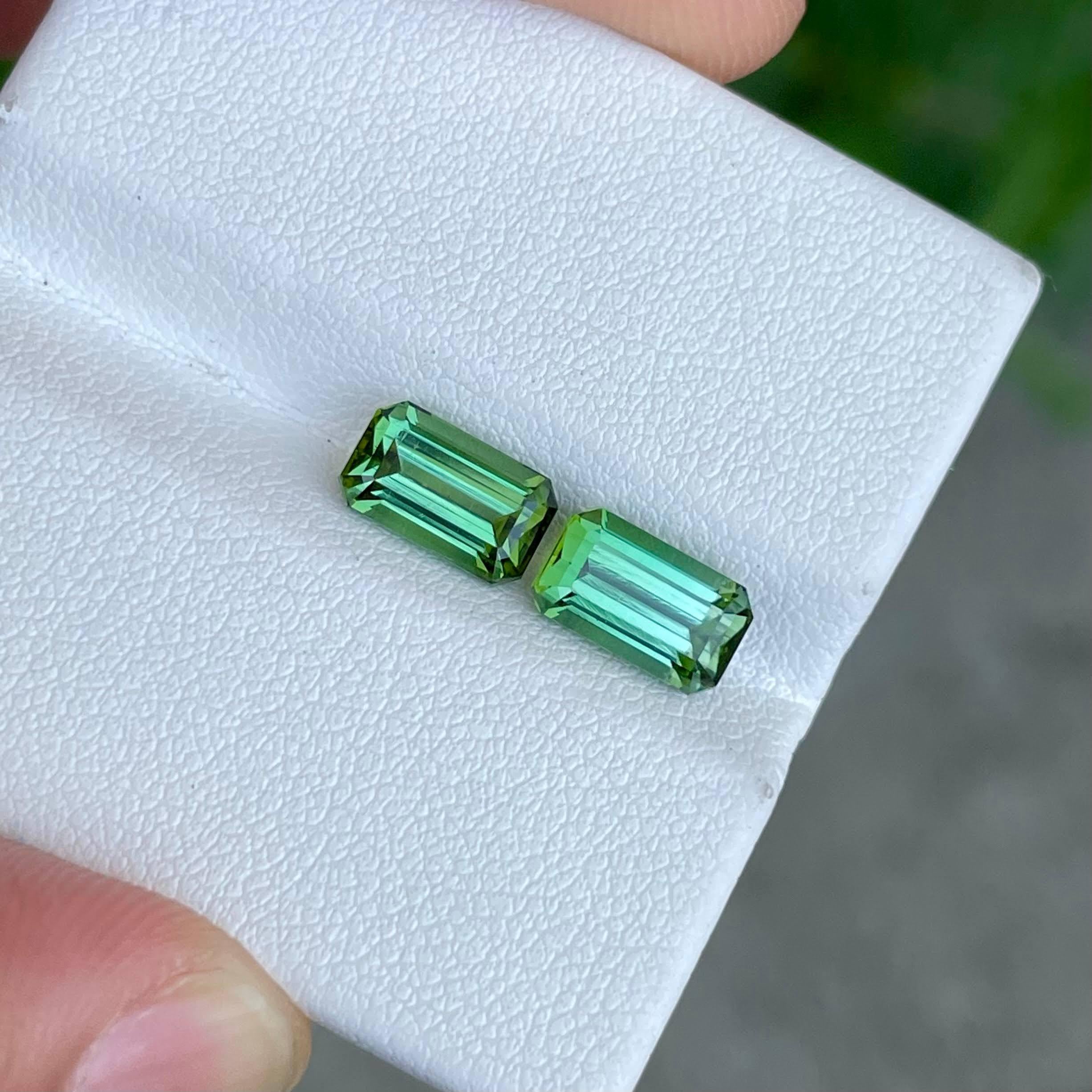 Taille émeraude 3.55 Carats Greenish Blue Tourmaline Pair Emerald Cut Afghan Gemstones en vente