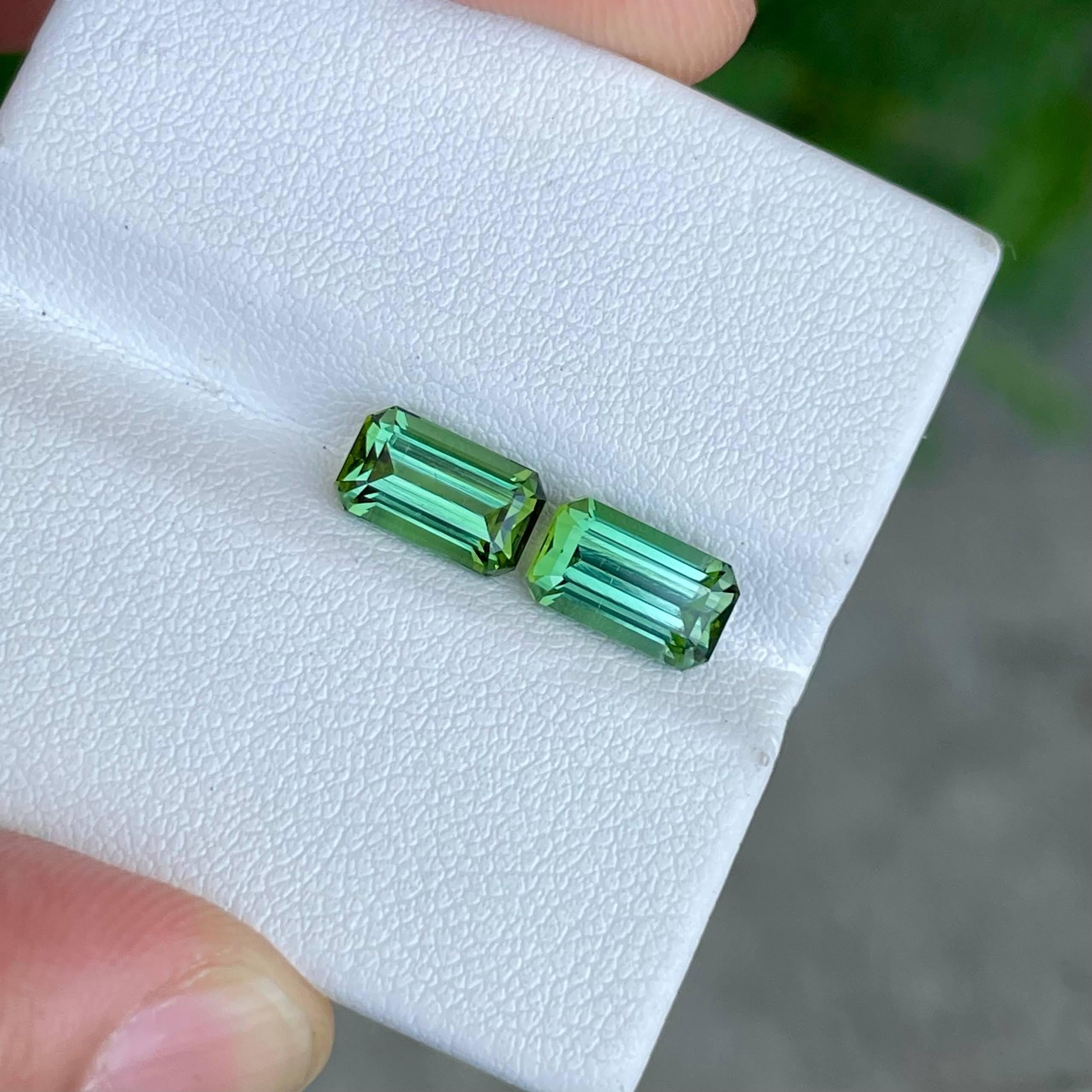 3.55 Carats Greenish Blue Tourmaline Pair Emerald Cut Afghan Gemstones Neuf - En vente à Bangkok, TH