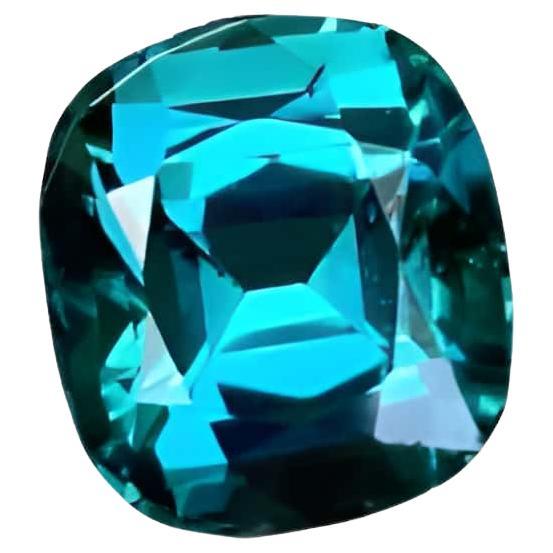 3.55 carats Lagoon Blue Tourmaline Step Cushion Cut Natural Afghan Gemstone For Sale
