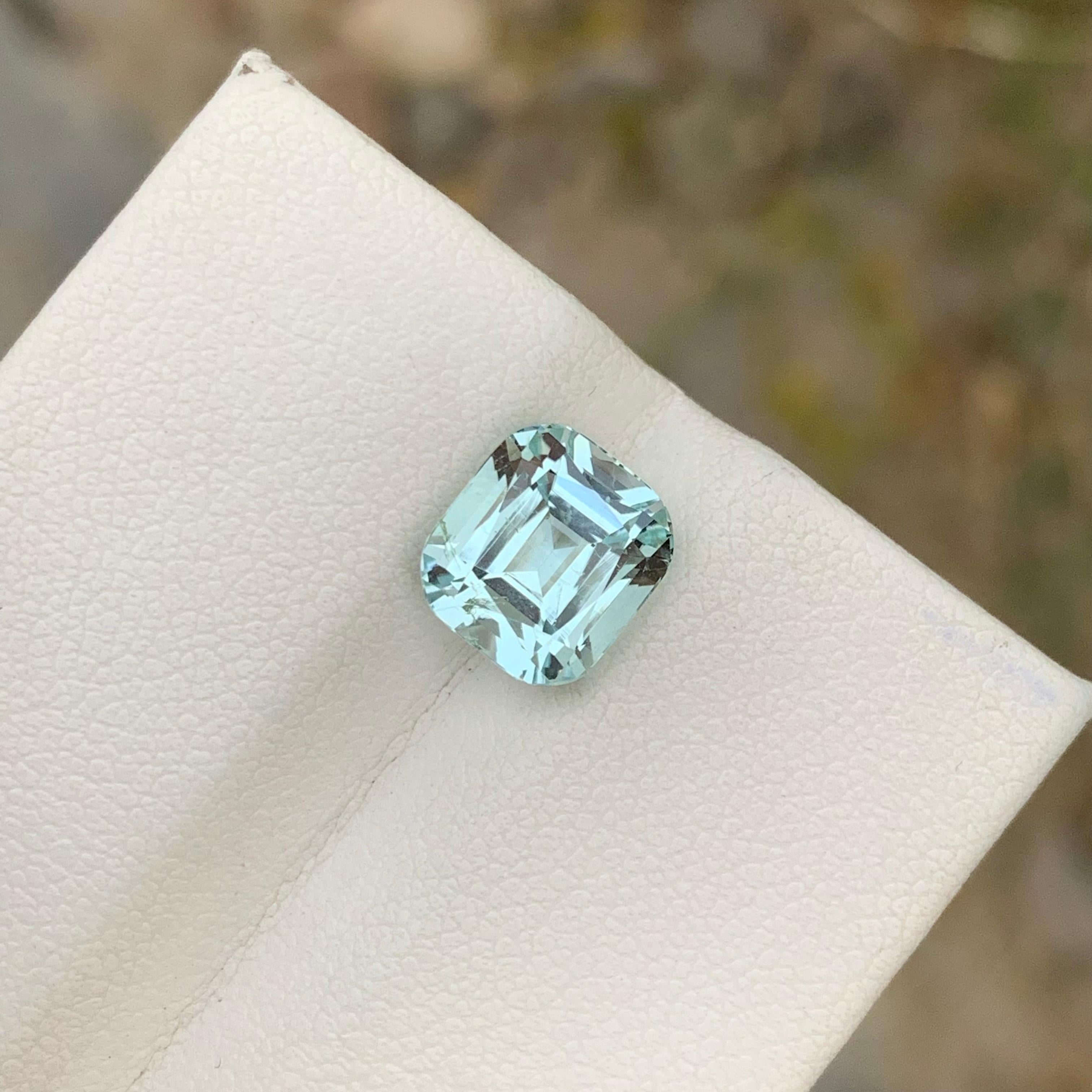 Cushion Cut 3.55 Carats Natural Loose Aquamarine Ring Gem From Shigar Valley Mine For Sale