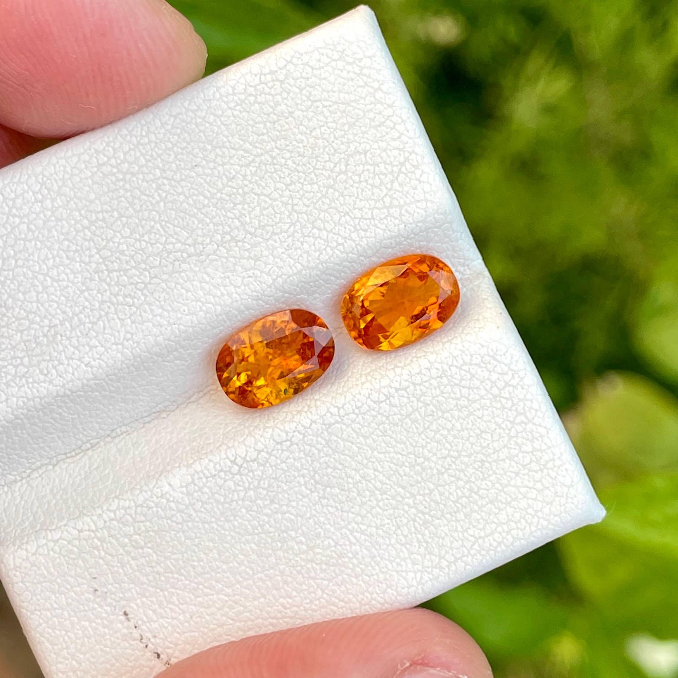 Modern 3.55 Carats Rare Loose Clinohumite Gem Pair Natural Pakistani Gemstones For Sale