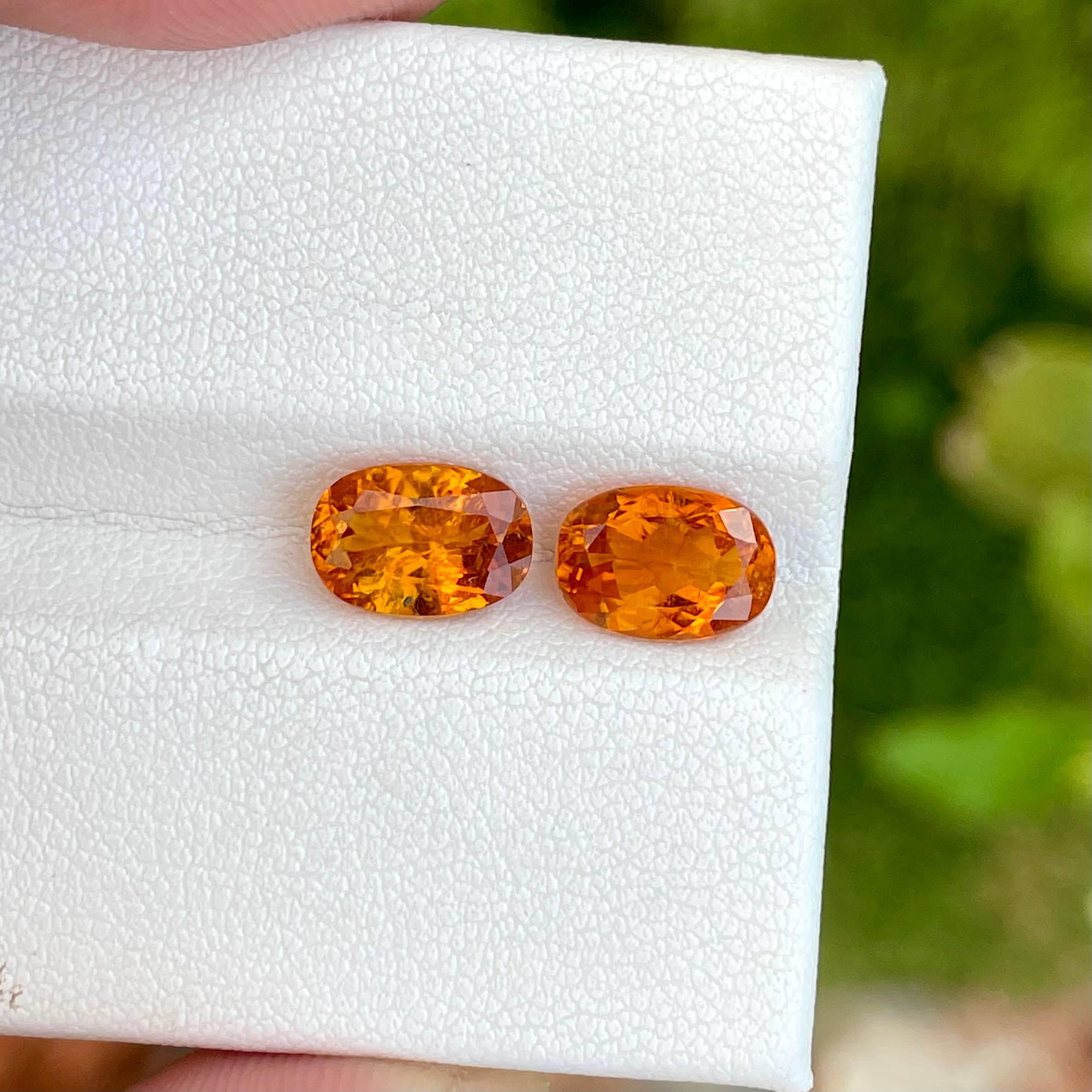 Oval Cut 3.55 Carats Rare Loose Clinohumite Gem Pair Natural Pakistani Gemstones For Sale