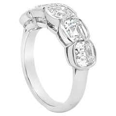 Roman Malakov 3.55 Carats Total Cushion Cut Diamond Five-Stone Wedding Band Ring