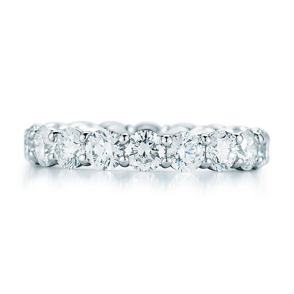 3.55 carat Diamond Eternity Ring in 18K White gold with 17 Round Brilliant diamonds
weighing a total weight of 3.55 Cts , in G Color , SI3 clarity.  
Ring Size:  6.5

*This ring can be custom made to any finger size - Please inquire for details
We