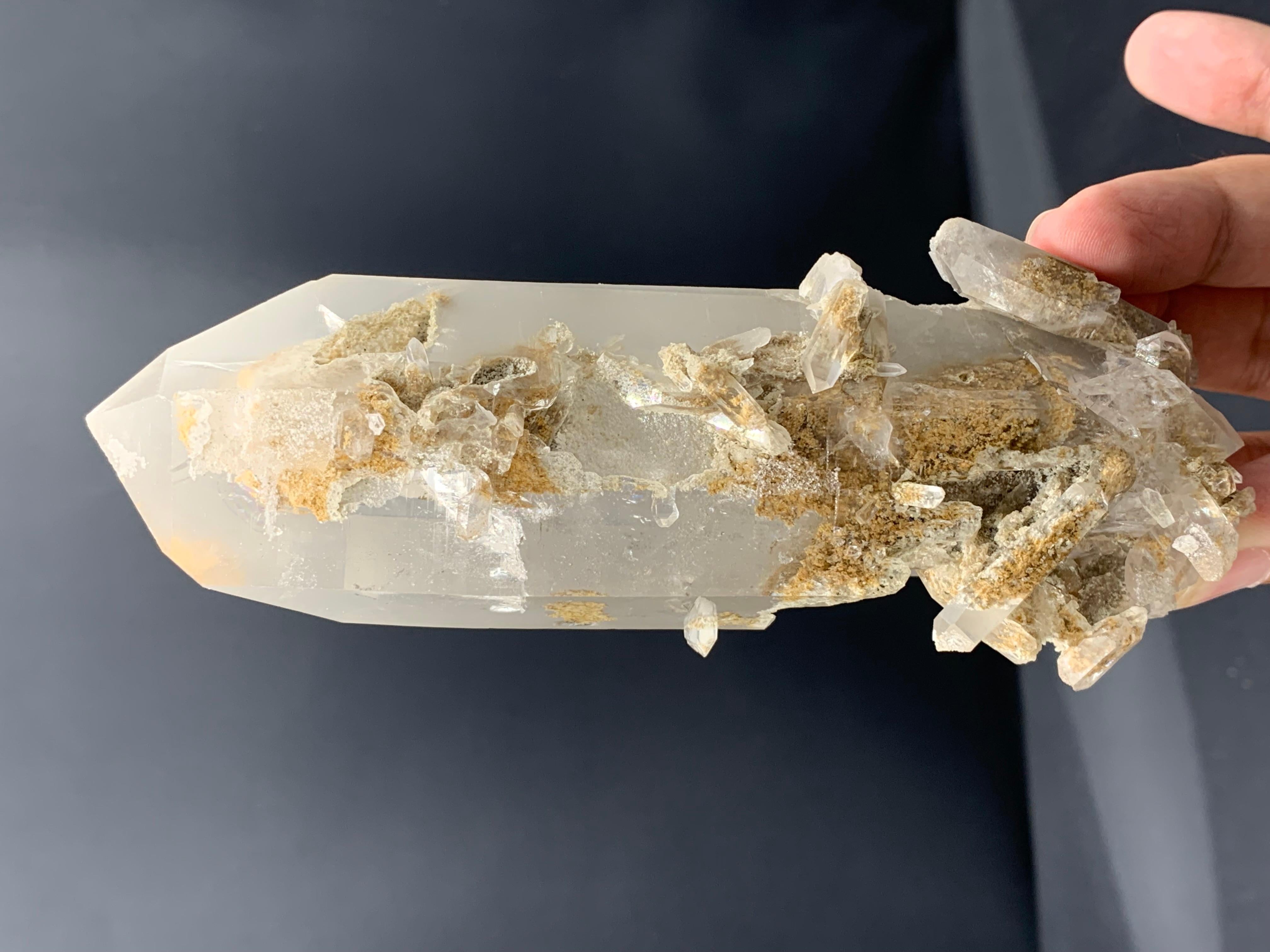 355.33 Gram Lovely Fantom Quartz Aggregate With Silvery White Inclusion For Sale 4