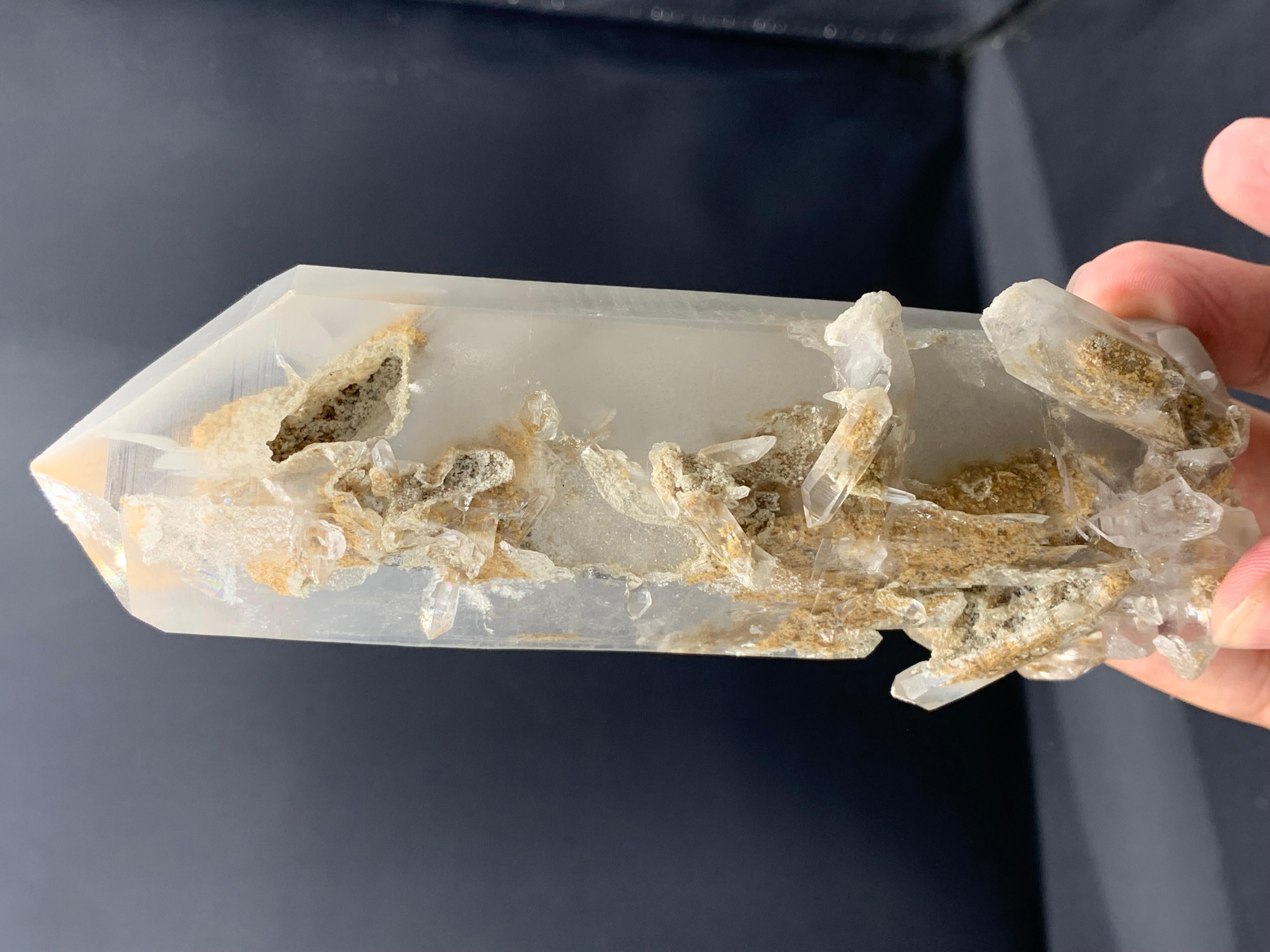 355.33 Gram Lovely Fantom Quartz Aggregate With Silvery White Inclusion For Sale 5