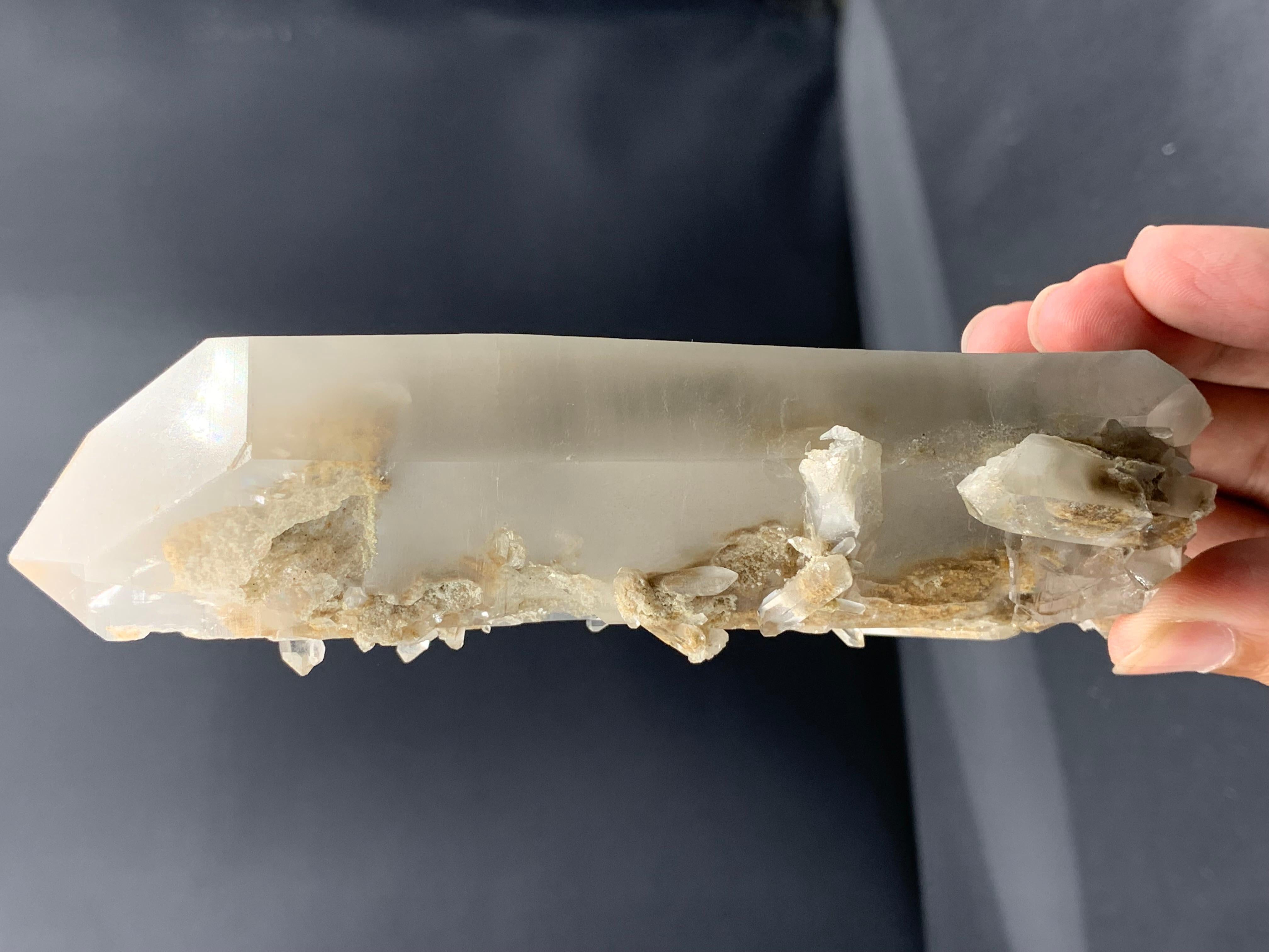 355.33 Gram Lovely Fantom Quartz Aggregate With Silvery White Inclusion For Sale 6
