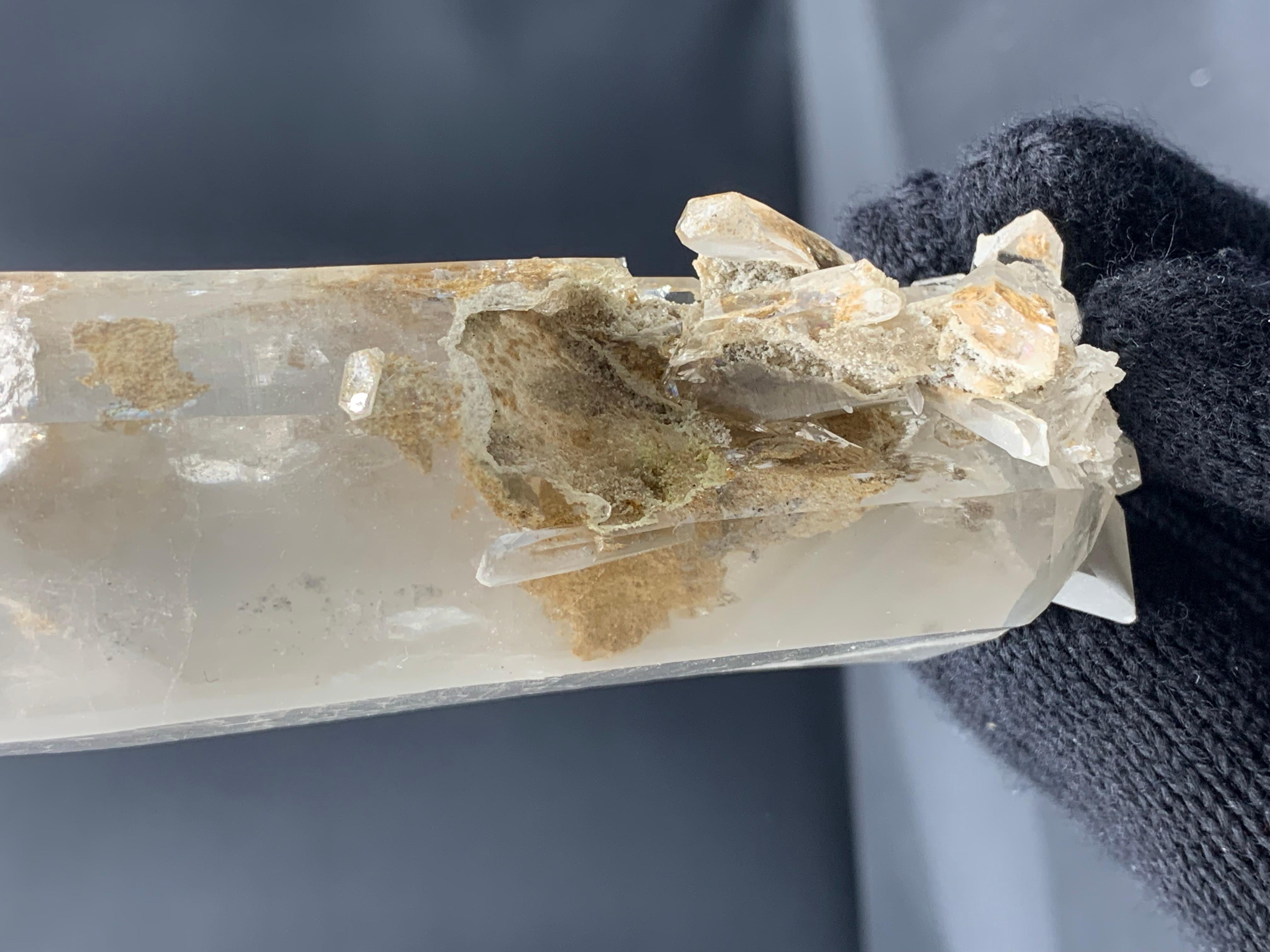 Adam Style 355.33 Gram Lovely Fantom Quartz Aggregate With Silvery White Inclusion For Sale