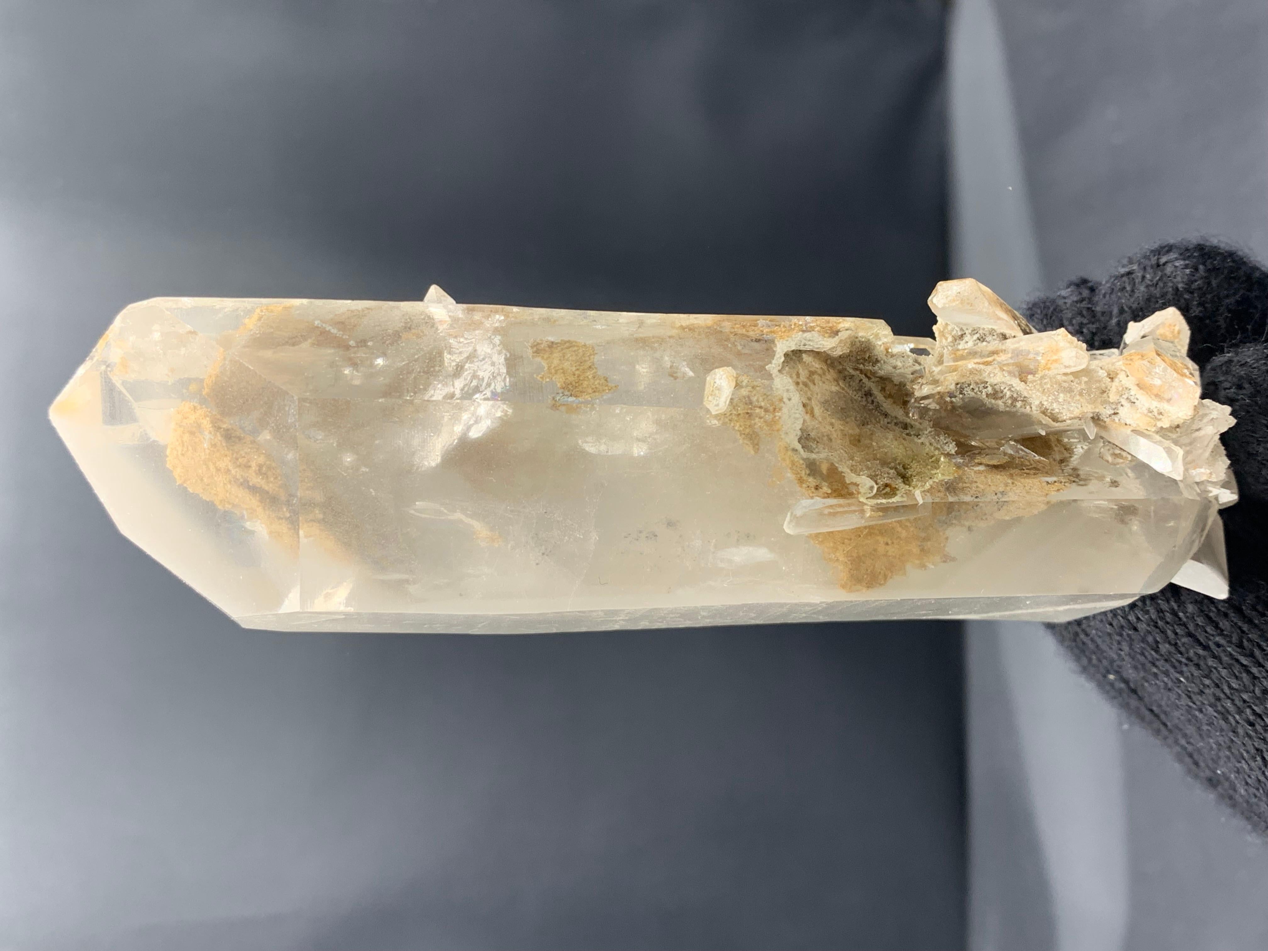 Pakistani 355.33 Gram Lovely Fantom Quartz Aggregate With Silvery White Inclusion For Sale
