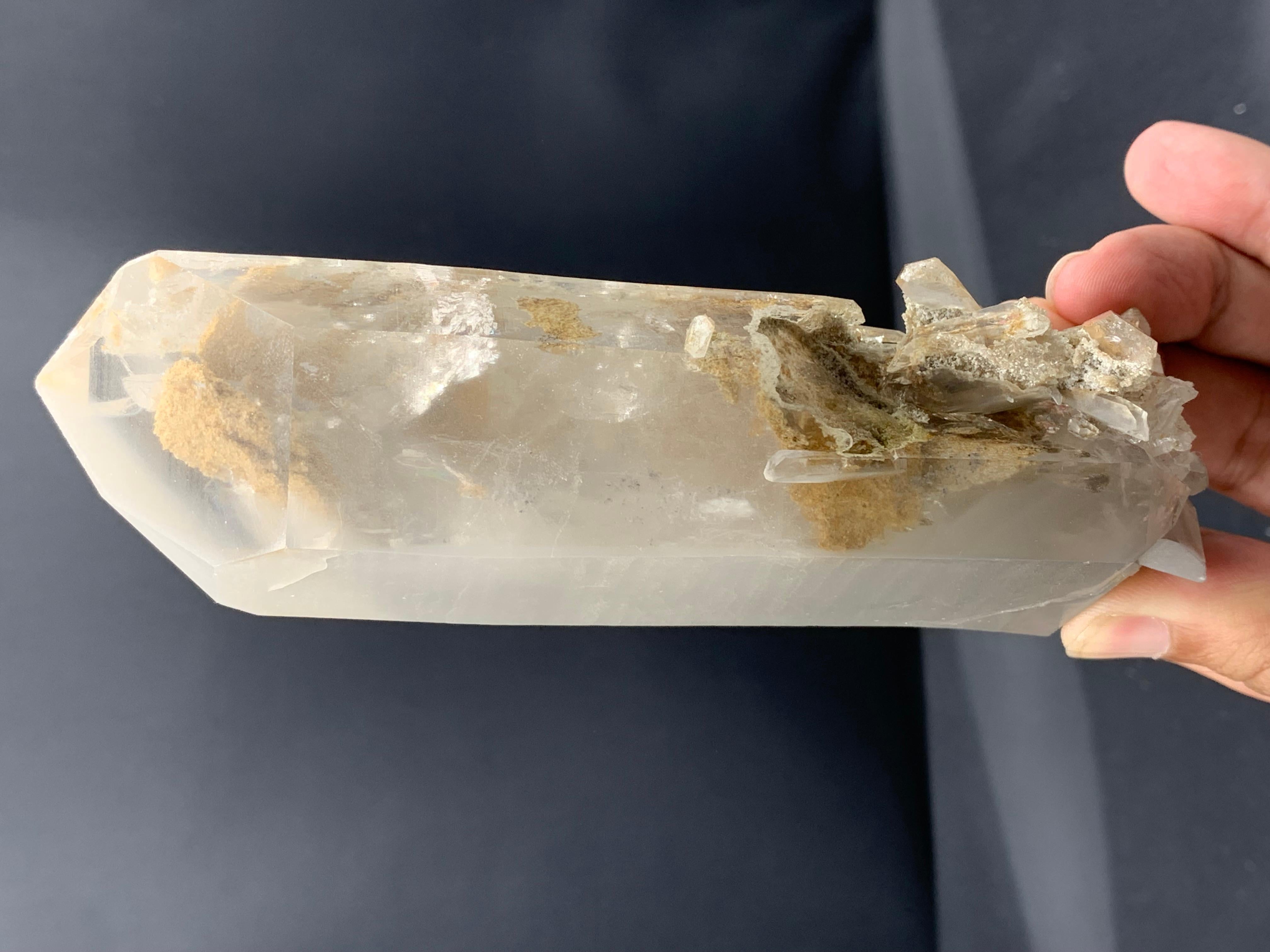 Contemporary 355.33 Gram Lovely Fantom Quartz Aggregate With Silvery White Inclusion For Sale