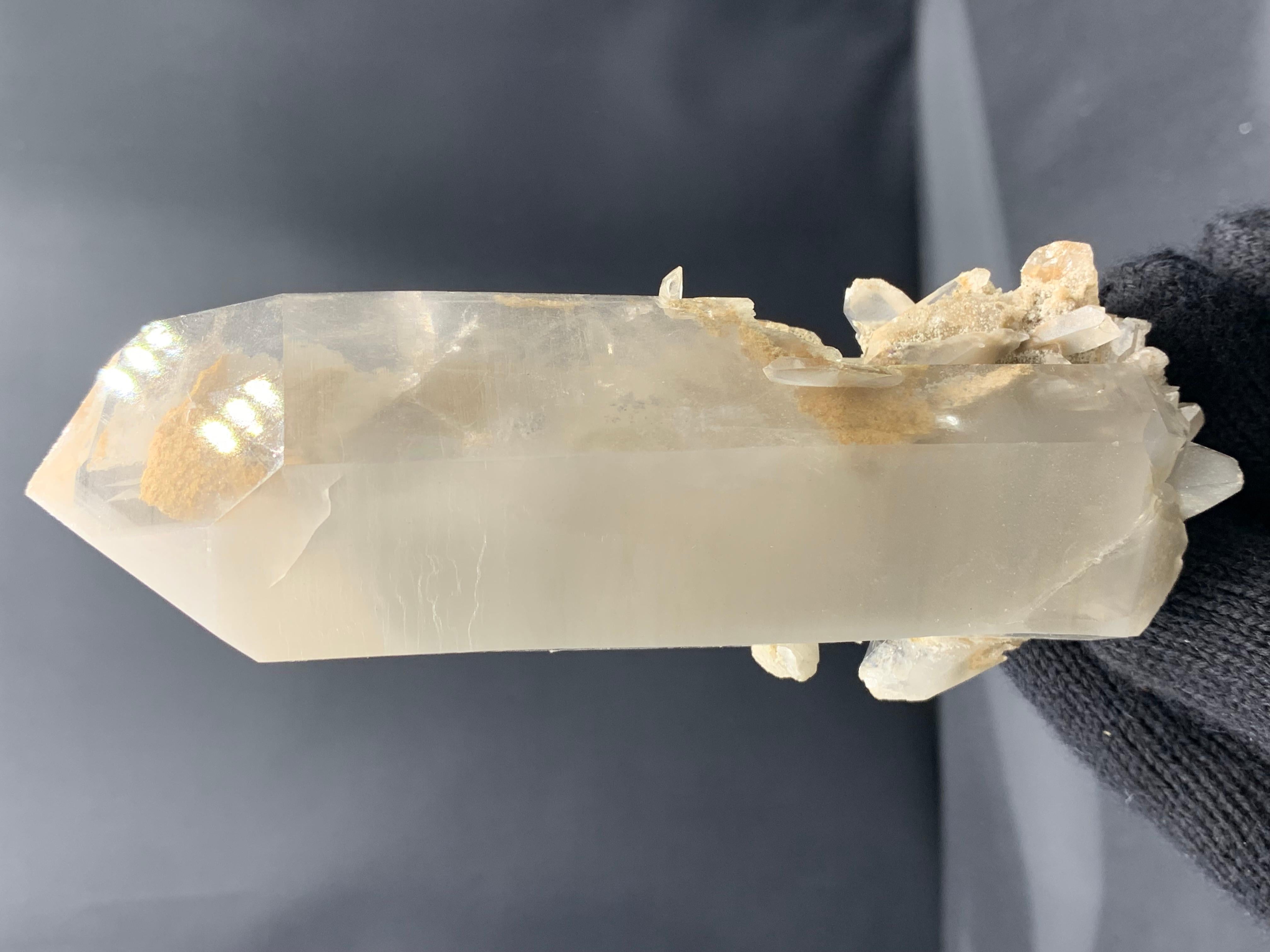 355.33 Gram Lovely Fantom Quartz Aggregate With Silvery White Inclusion For Sale 1