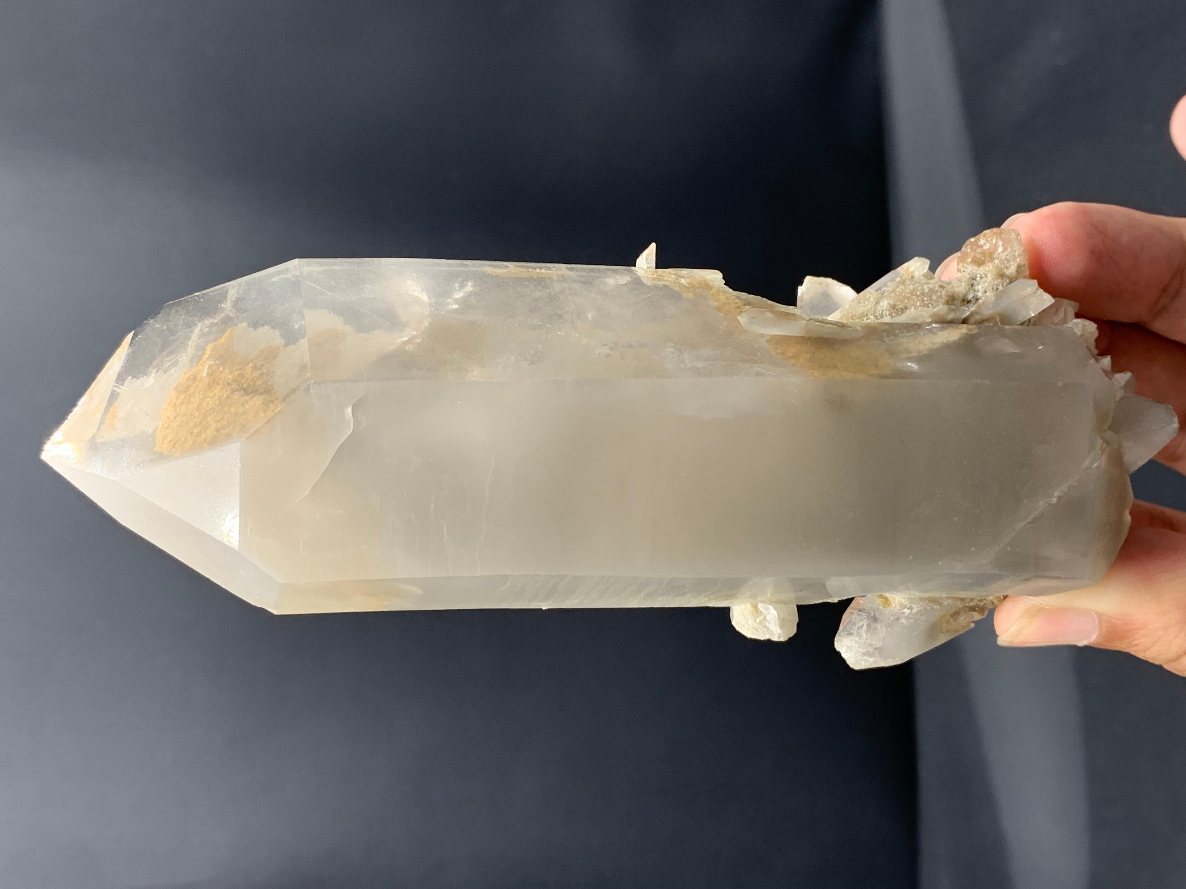355.33 Gram Lovely Fantom Quartz Aggregate With Silvery White Inclusion For Sale 2