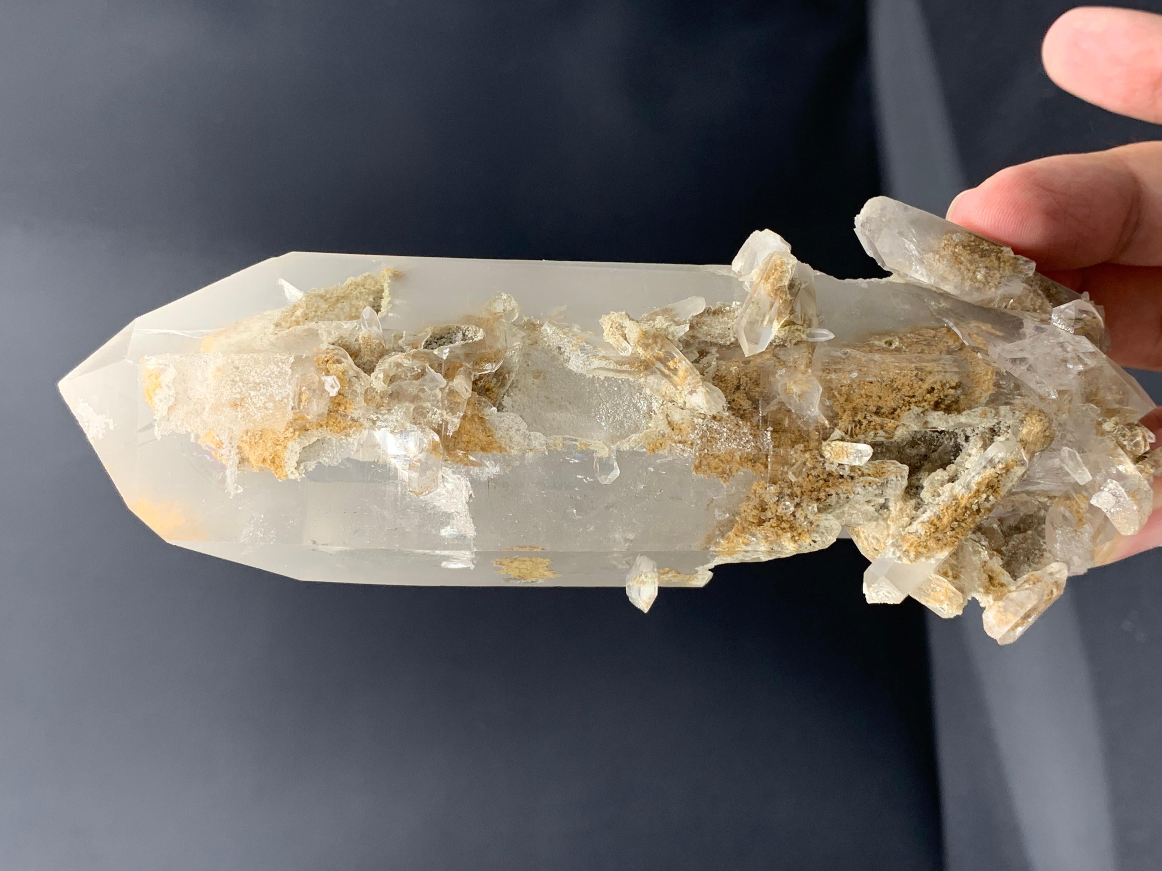 355.33 Gram Lovely Fantom Quartz Aggregate With Silvery White Inclusion For Sale 3