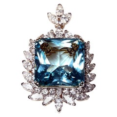 Colgante de diamantes Aquamarin de 35,54 ct 7,39 ct -broche de oro de 18 k