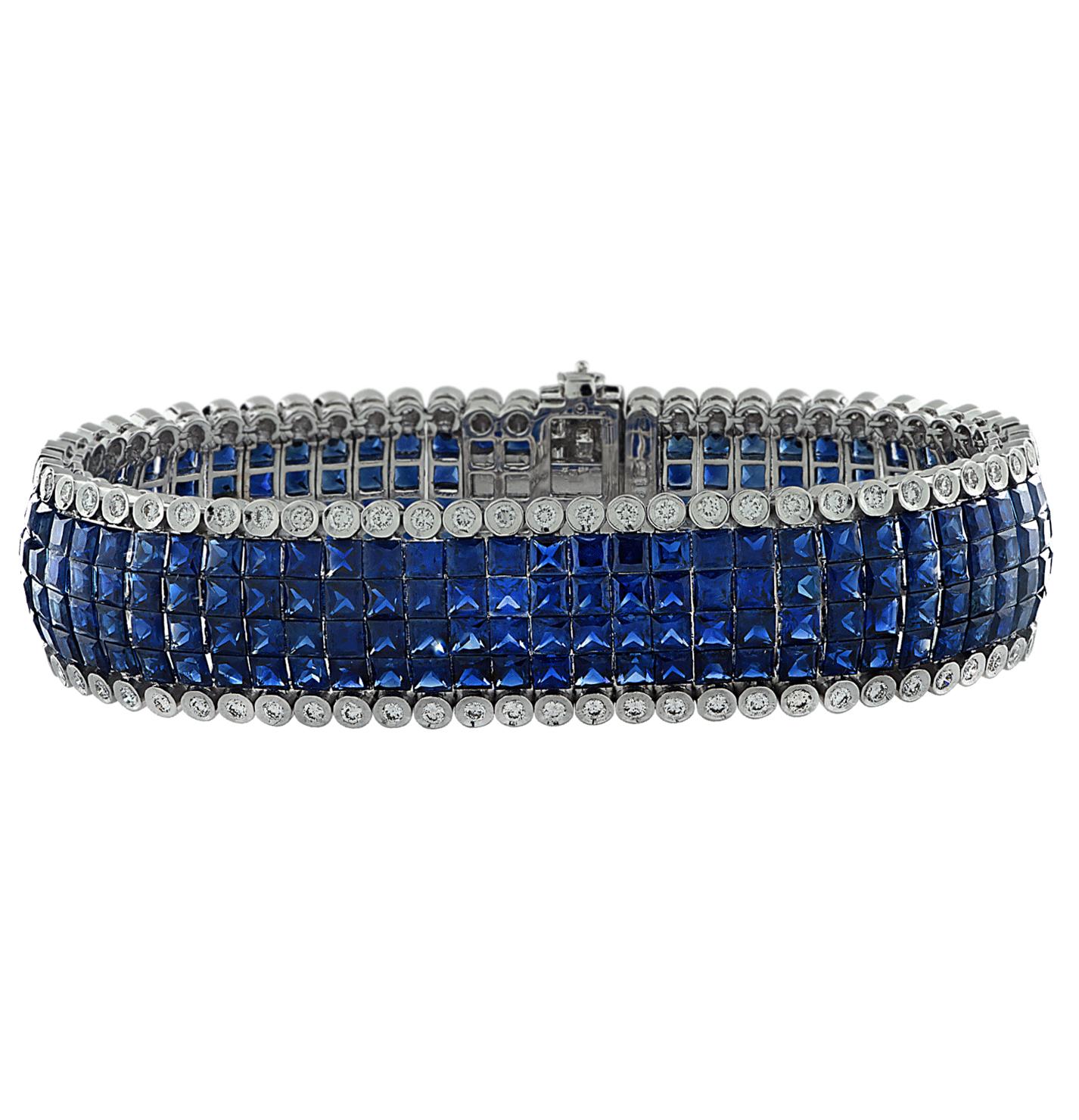 Modern 35.55 Carat Sapphire and Diamond Bracelet