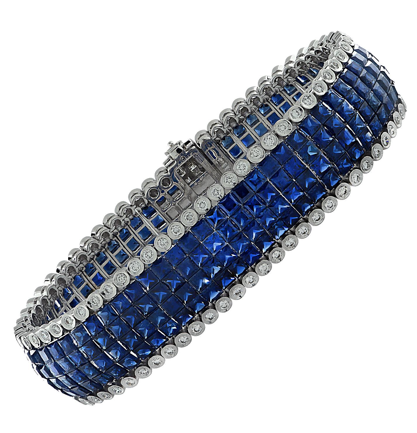 35.55 Carat Sapphire and Diamond Bracelet In Excellent Condition In Miami, FL