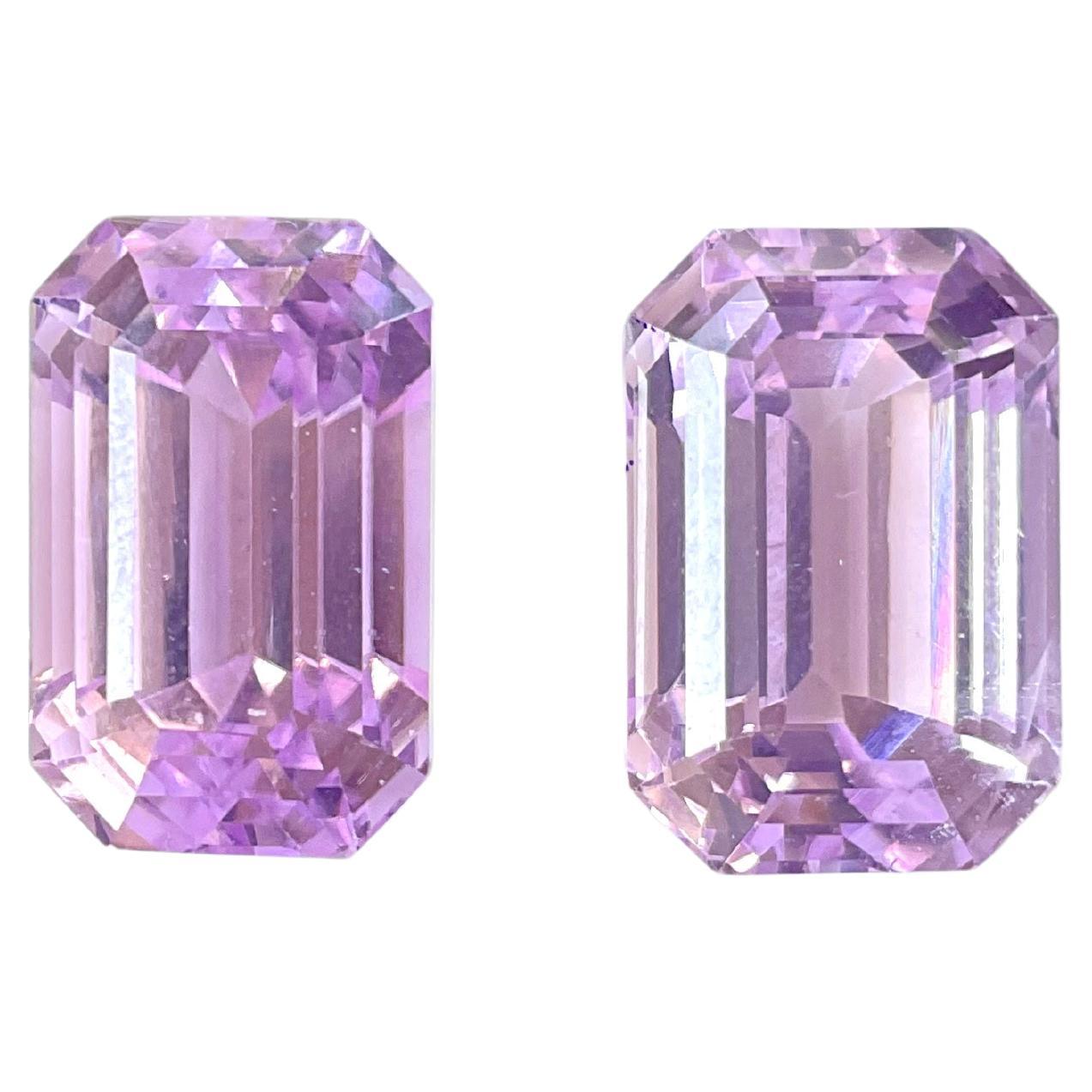 35.58 Carats Pink Kunzite Octagon Pair Natural Cut Stone For Fine Gem Jewellery