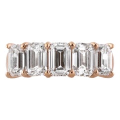 3.55ct Emerald Cut Diamond Five-Stone Wedding Band