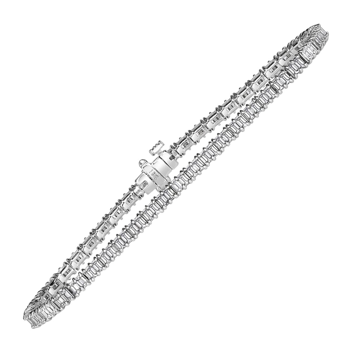 3.55ct Emerald Cut Diamond Tennis Bracelet in 18k White Gold