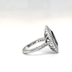 3.55ct Marquise Australian Sapphire and Diamond Scalloped Cluster Ring