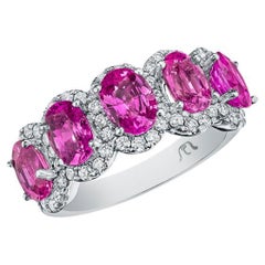 Zafiro Rosa Ovalado de 3,55 ct y Diamante Redondo en Oro de 14 KT