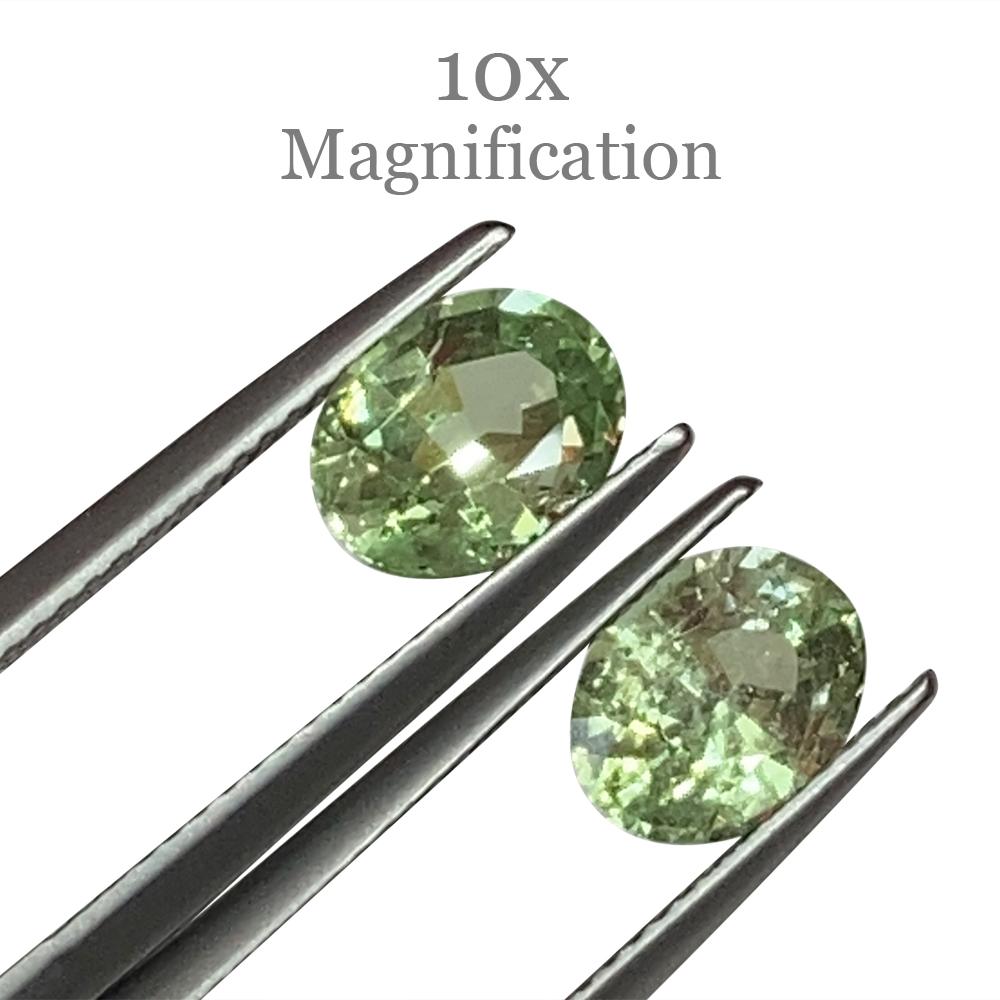 Brilliant Cut 3.55ct Pair Oval Mint Green Garnet from Merelani, Tanzania For Sale