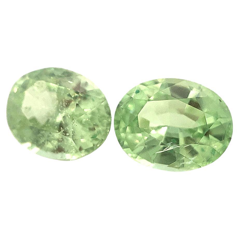 3.55ct Pair Oval Mint Green Garnet from Merelani, Tanzania For Sale