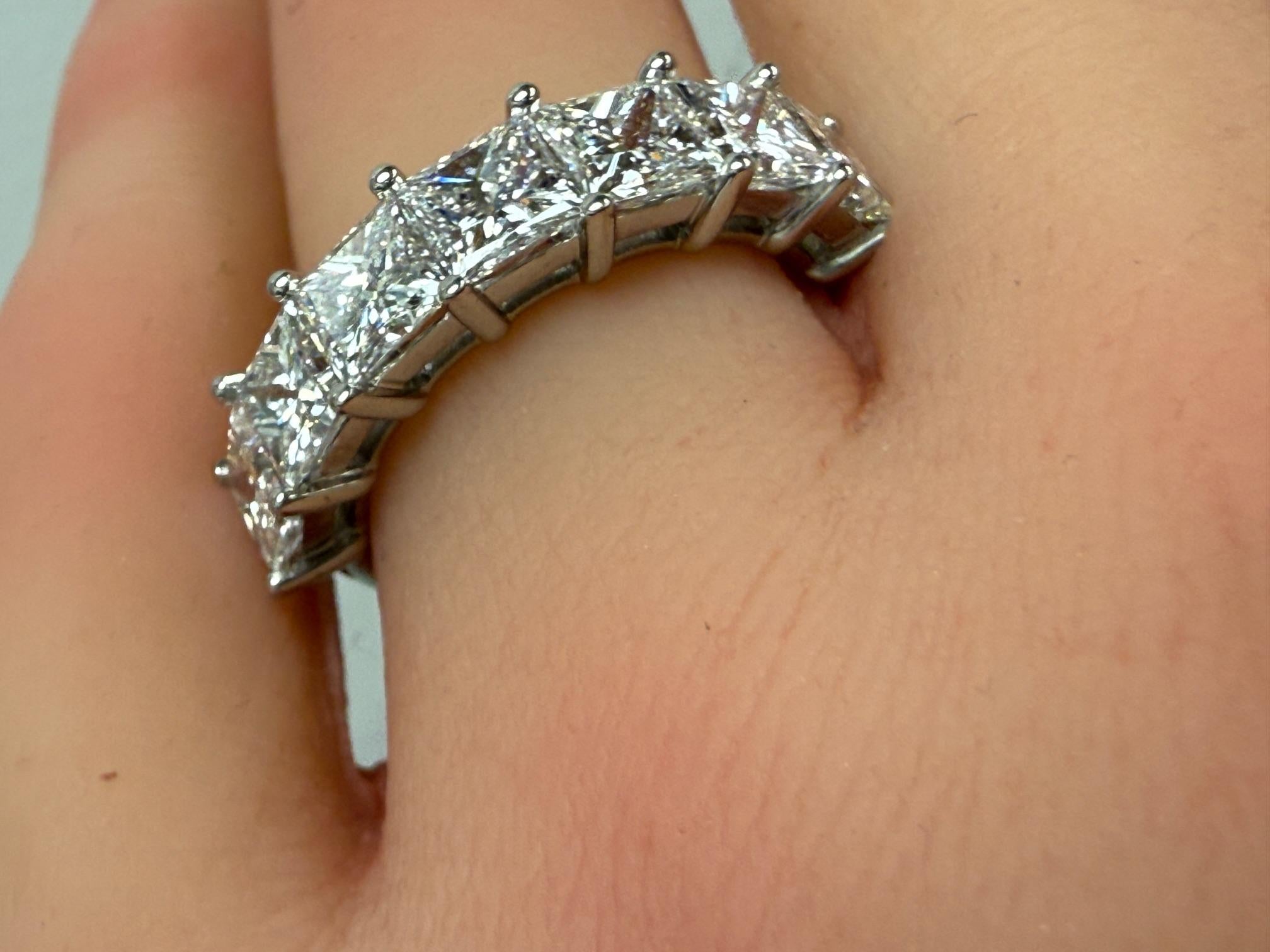 3,55CTW GIA zertifiziert Prinzessinnenschliff Diamant halbe Ewigkeit Ring in Platin im Angebot 5