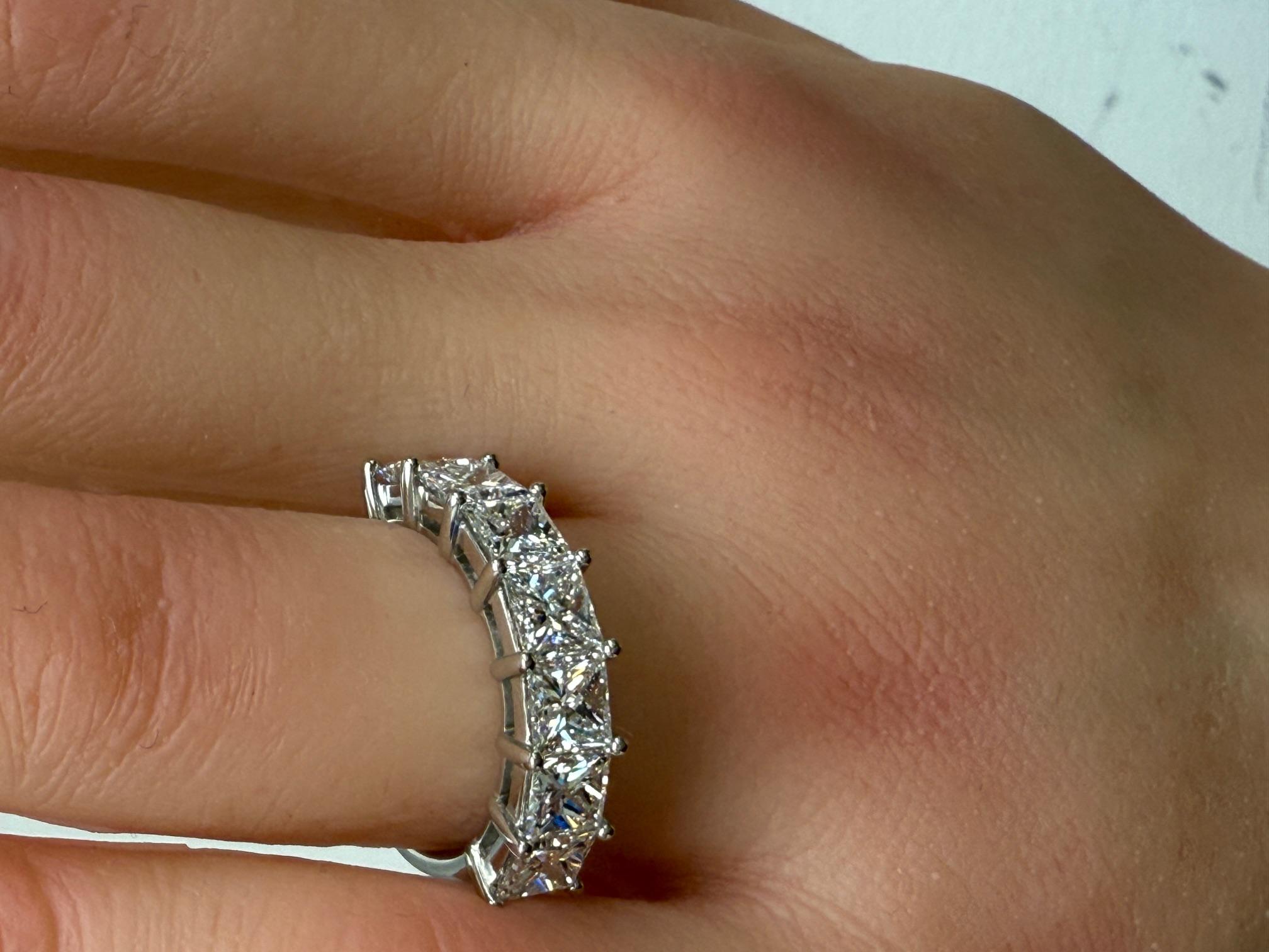 3,55CTW GIA zertifiziert Prinzessinnenschliff Diamant halbe Ewigkeit Ring in Platin im Angebot 1