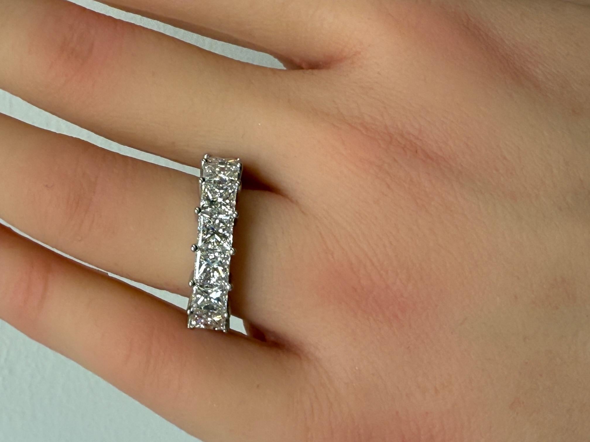 3,55CTW GIA zertifiziert Prinzessinnenschliff Diamant halbe Ewigkeit Ring in Platin im Angebot 2