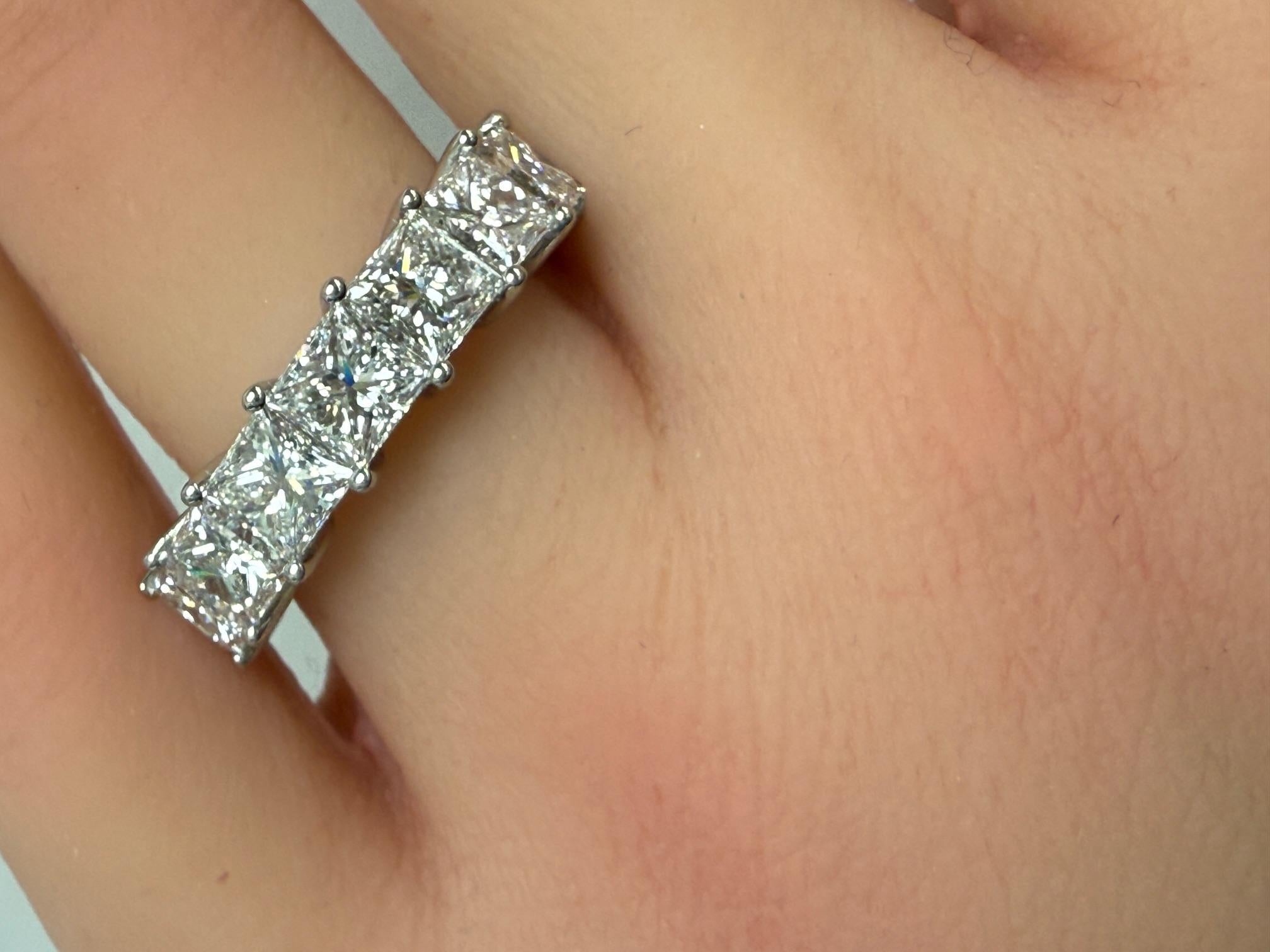 3,55CTW GIA zertifiziert Prinzessinnenschliff Diamant halbe Ewigkeit Ring in Platin im Angebot 3