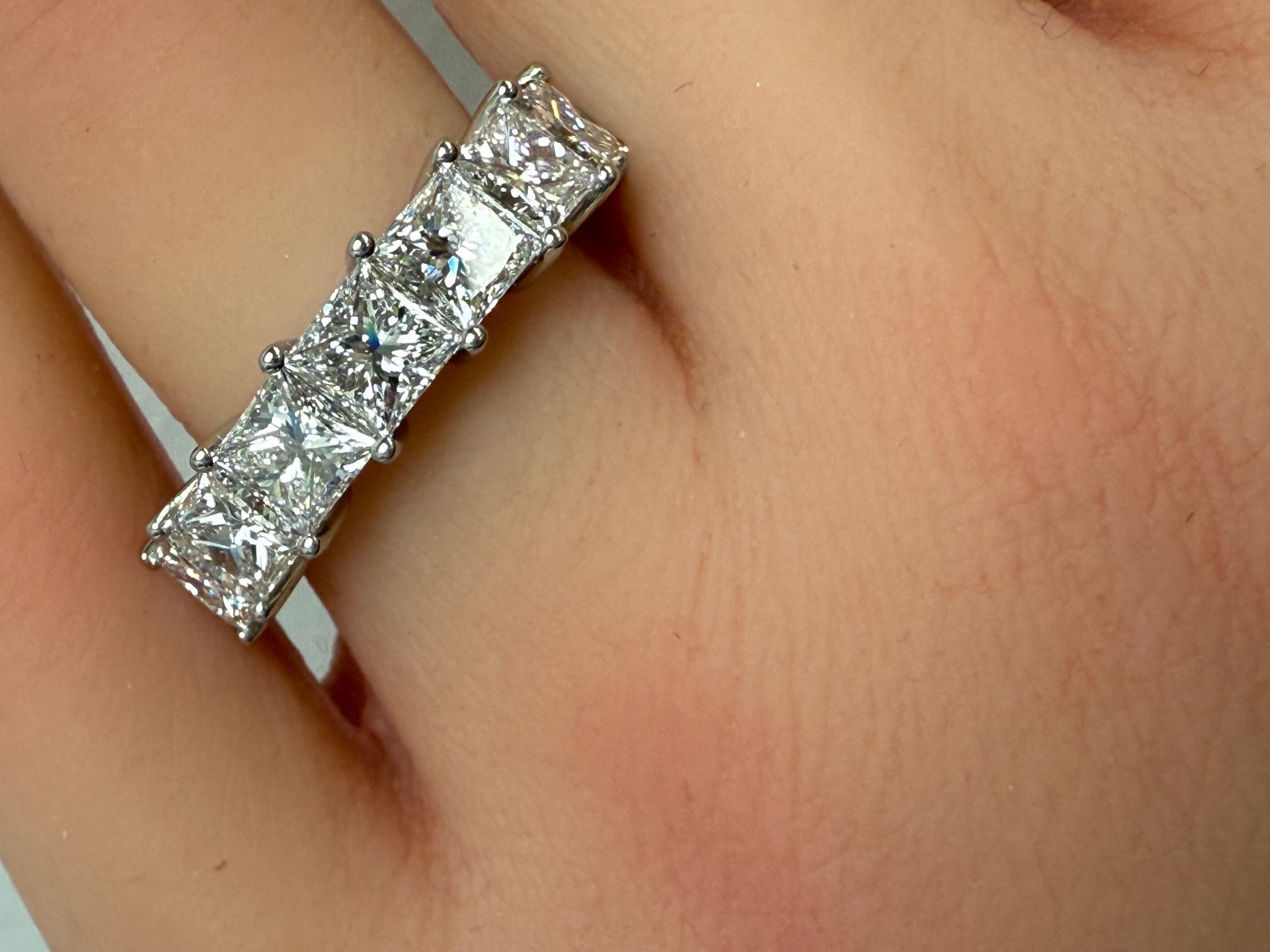 3,55CTW GIA zertifiziert Prinzessinnenschliff Diamant halbe Ewigkeit Ring in Platin im Angebot 4