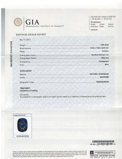 3.56 ct. Blue Sapphire Cushion GIA, Diamond, Platinum 3-Stone Engagement Ring