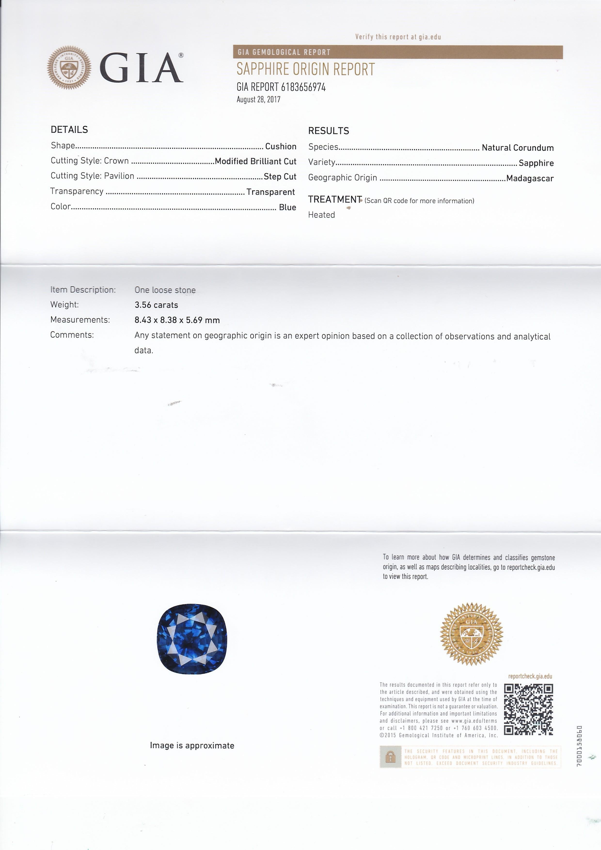Ring mit 3,56 Karat königsblauem Ceylon-Saphir-Diamant (Brillantschliff) im Angebot